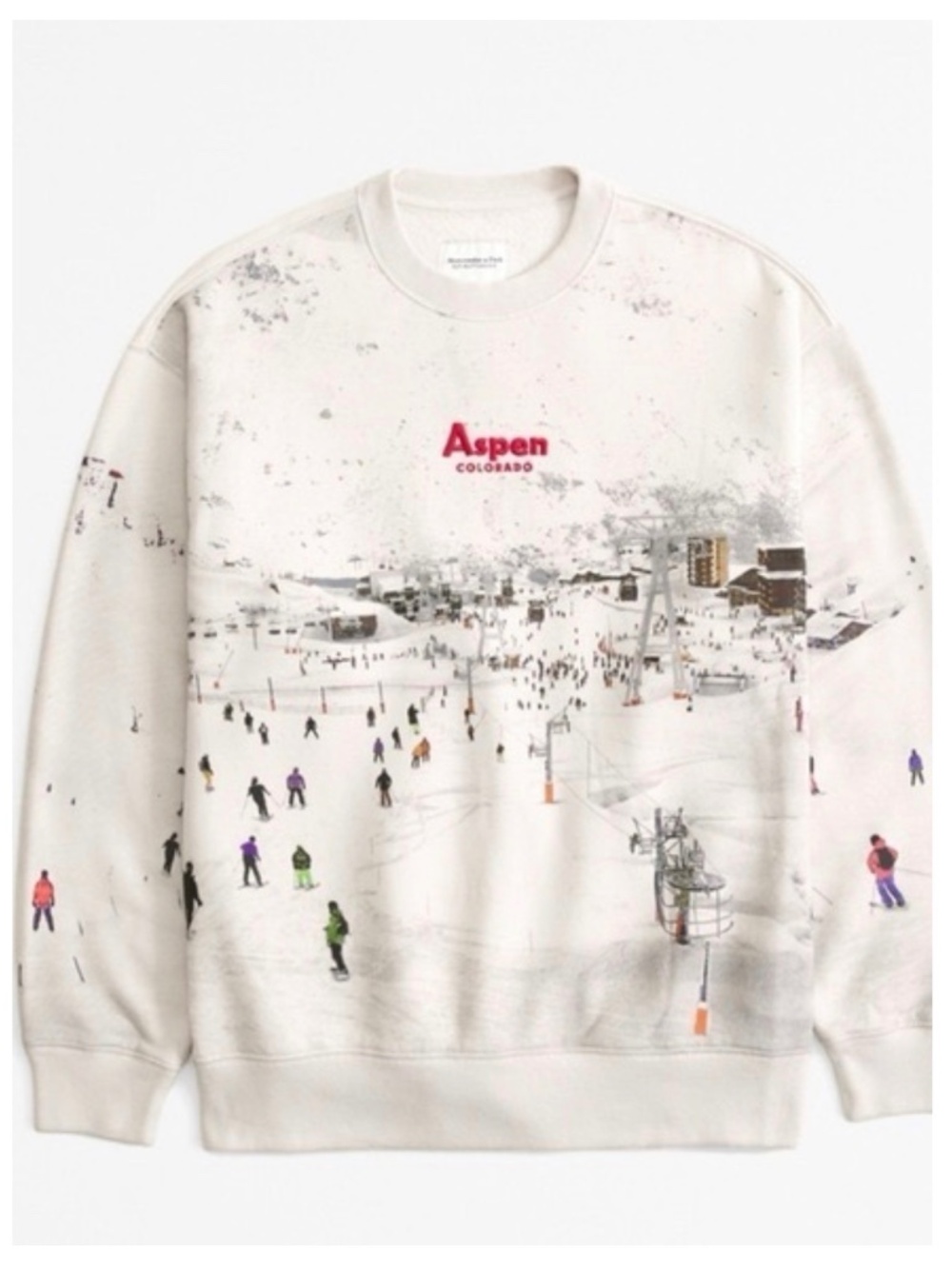 Abercrombie & Fitch Aspen Graphic Cream Sweater